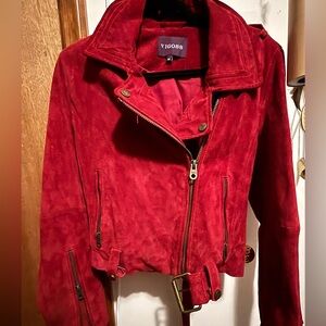 Vigoss Women's Bold Red Leather (Suede) Jacket